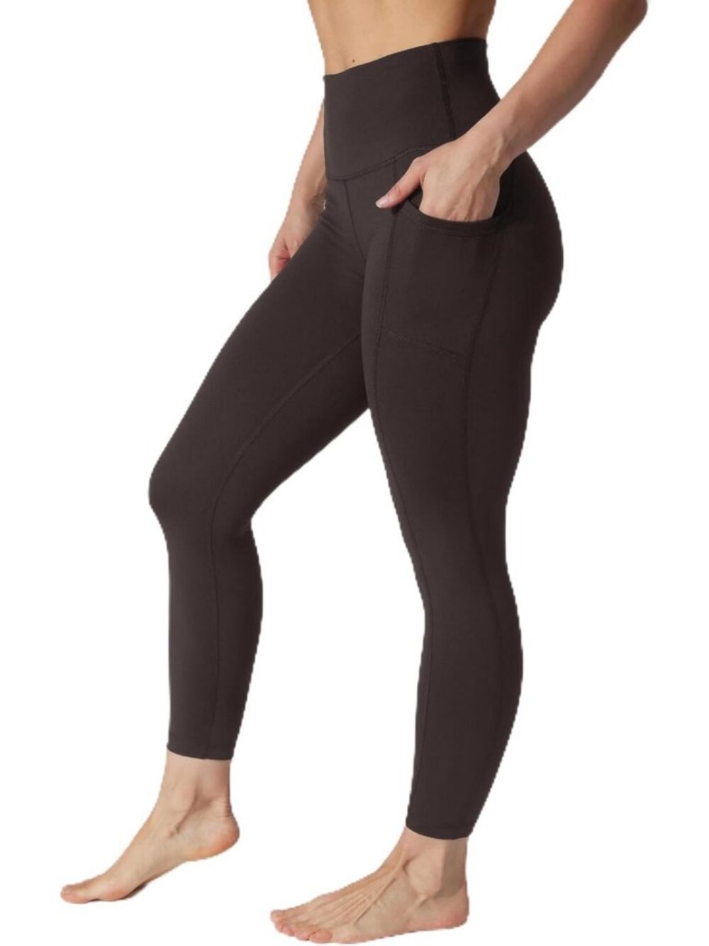 High-Waisted Women's Leggings, Elastic-Free, Ankle Length, Side Pockets - Picture 1 of 5